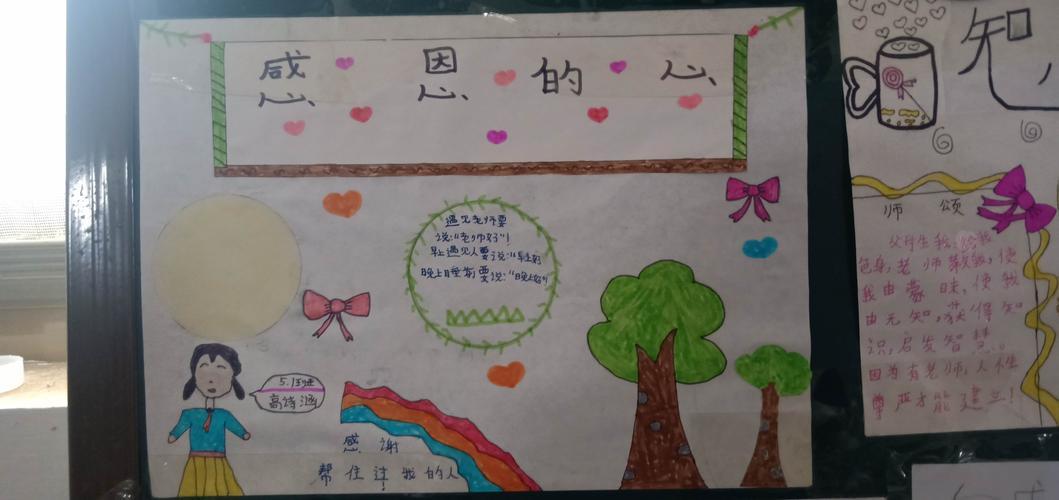 简单漂亮的描写感恩的手抄报感恩母亲手抄报三年级小学生感恩老师的画