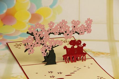 立体情侣贺卡3d创意韩国手工圣诞节礼物生日祝福卡片礼品樱花之恋