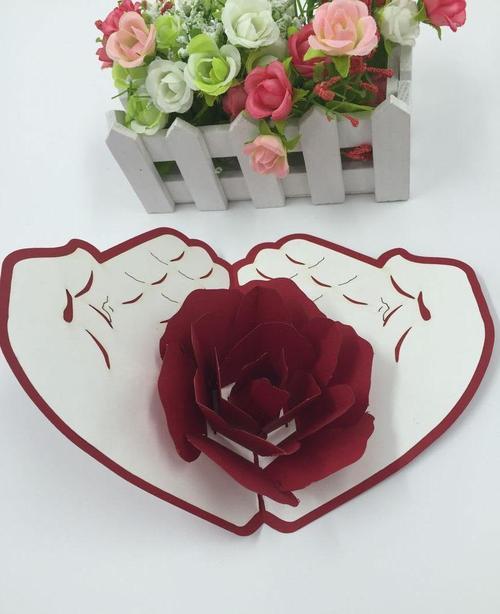 2016新款创意情人节礼物纯手工3d立体贺卡表白神器手心里的玫瑰花