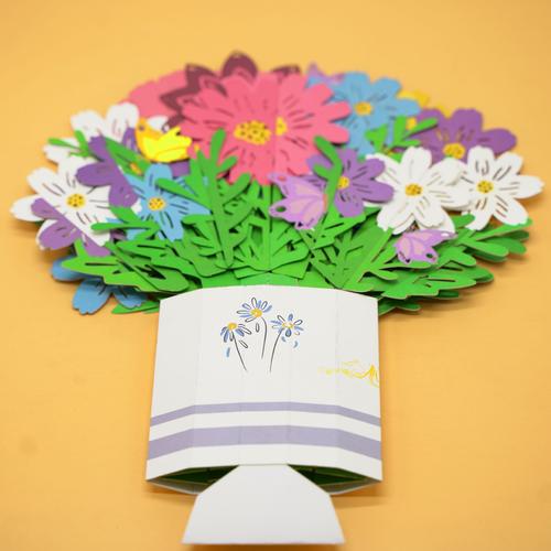 彩印雏菊花束情人节卡片创意3d立体贺卡教师节祝福卡父亲节礼物