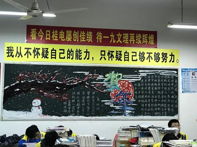 喜迎新年绽放2018主题黑板报展高中年级-桂林市桂电中学