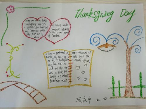 thanksgiving day五年四班感恩节主题英语手抄报