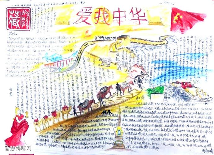 更能感受到藏汉团结爱我中华一致对外的精神所以在手抄报左下角的