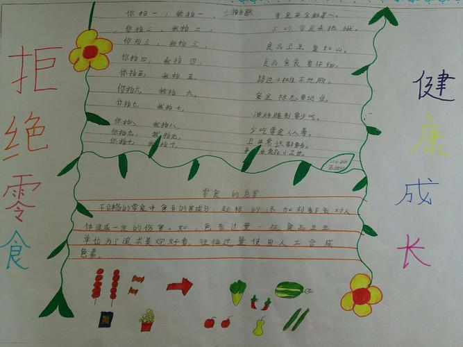 拒绝零食健康成长 岳儿寨中心小学二1班手抄报展示