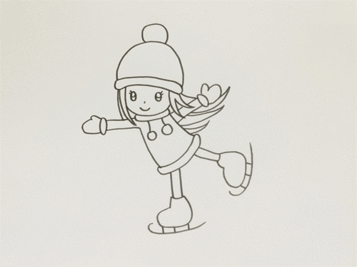 滑冰简笔画 小女孩图片