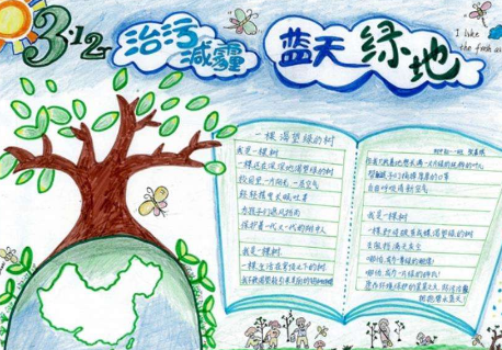 《植树节学生手抄报素材》正文   树木是地球的空气净化系统植树不仅