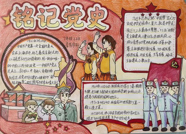 青岛第五实验初中62中开展学党史颂百年手抄报评比活动