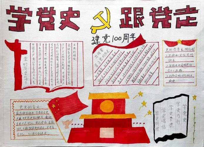 学党史跟党走传承红色基因龙村中学开展手抄报评比活动