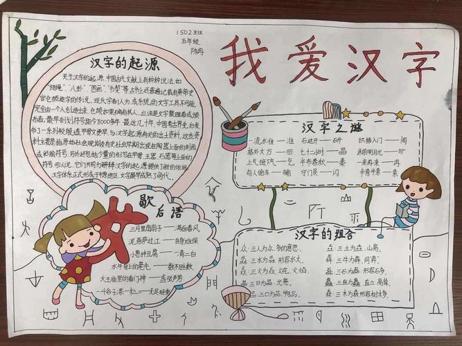 汉字语文知识手抄报模板五年级有趣的汉字手抄报大全简单漂亮的汉字手
