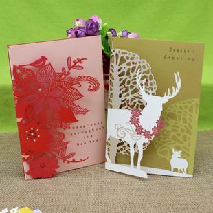 热销韩国 创意镂空剪纸圣诞贺卡批发 可爱特价礼物卡片 立体