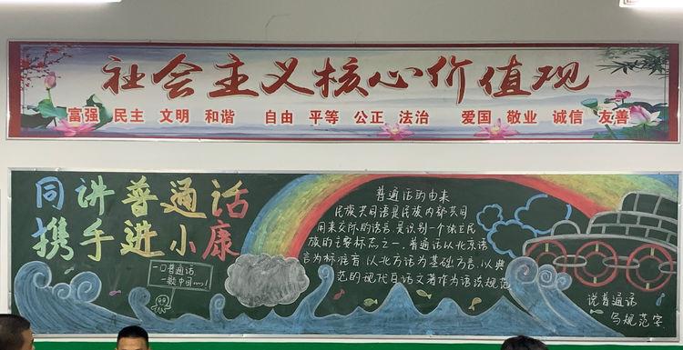 邓州市五高中开展推广普通话 携手进小康黑板报展评活动全体师生