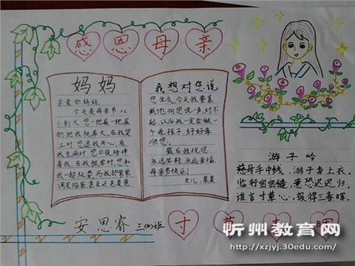 神池县南关明德小学在母亲节到来之际特地举办感恩母亲手抄报比赛