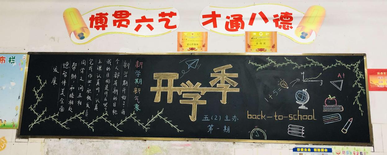 布黑板和谐绘新颜祁阳腾龙学校新学期新目标校园主题黑板报