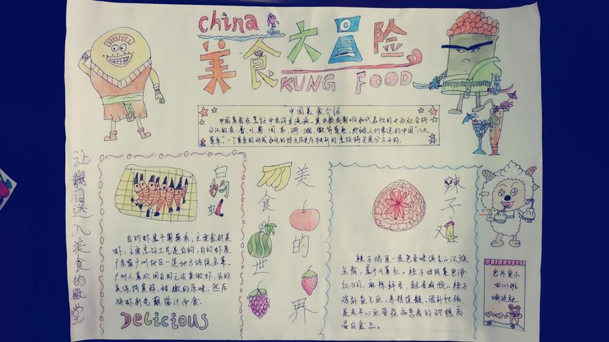 今天学路网板报网小编给大家带来的是美食大冒险手抄报   中国