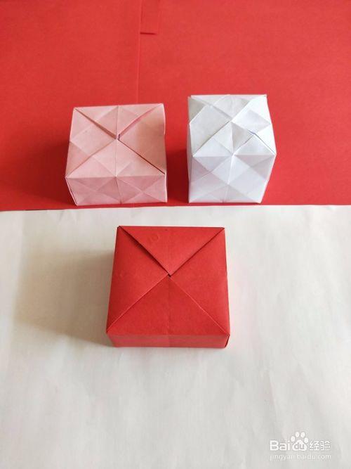 折纸x花有盖立方体盒子.