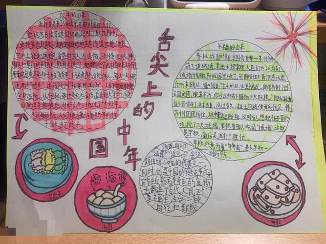 中国年 小学生手抄报  新年手抄报 舌尖上的美食