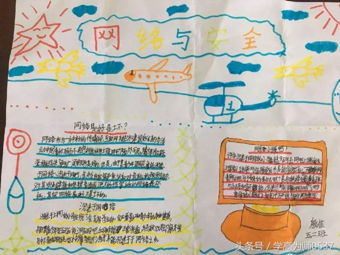 五年级小学生网络安全主题手抄报简单漂亮