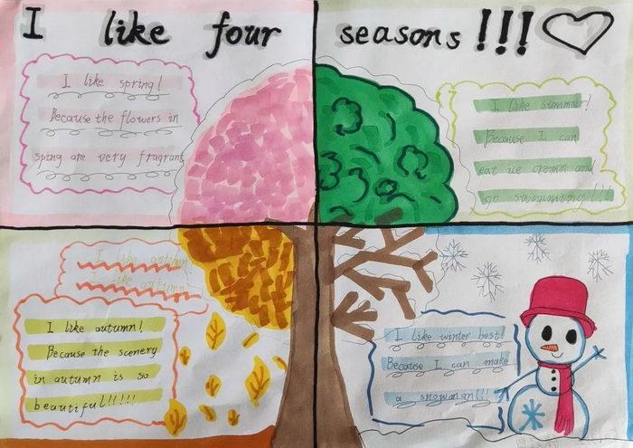 五年级四季英语手抄报简单又漂亮关于季节的句子英语手抄报英语季节手