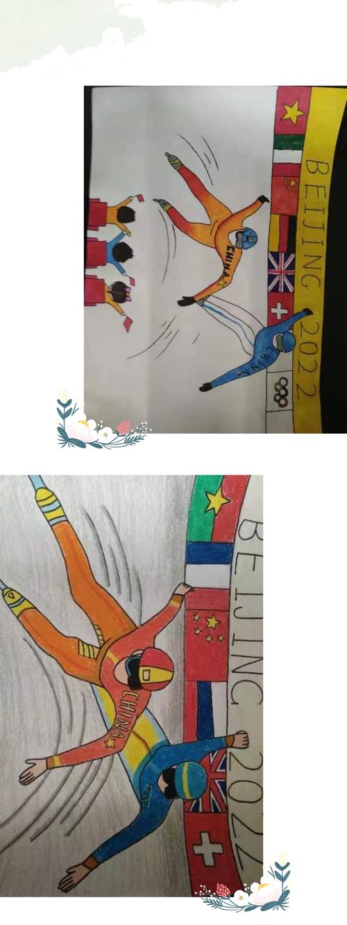 美术课上学生们通过手抄报绘画的方式来表达对冰雪运动的喜爱.