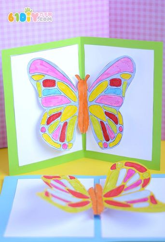 儿童制作立体蝴蝶贺卡和模板