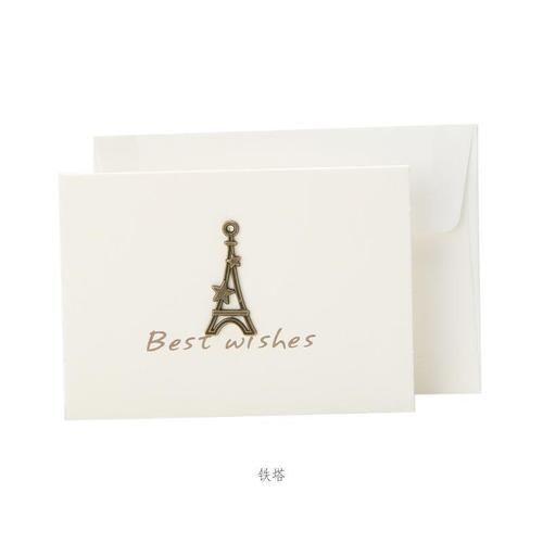 韩国创意带信封小贺卡 生日礼物卡片 金属立体节日祝福感谢卡|铁塔 2