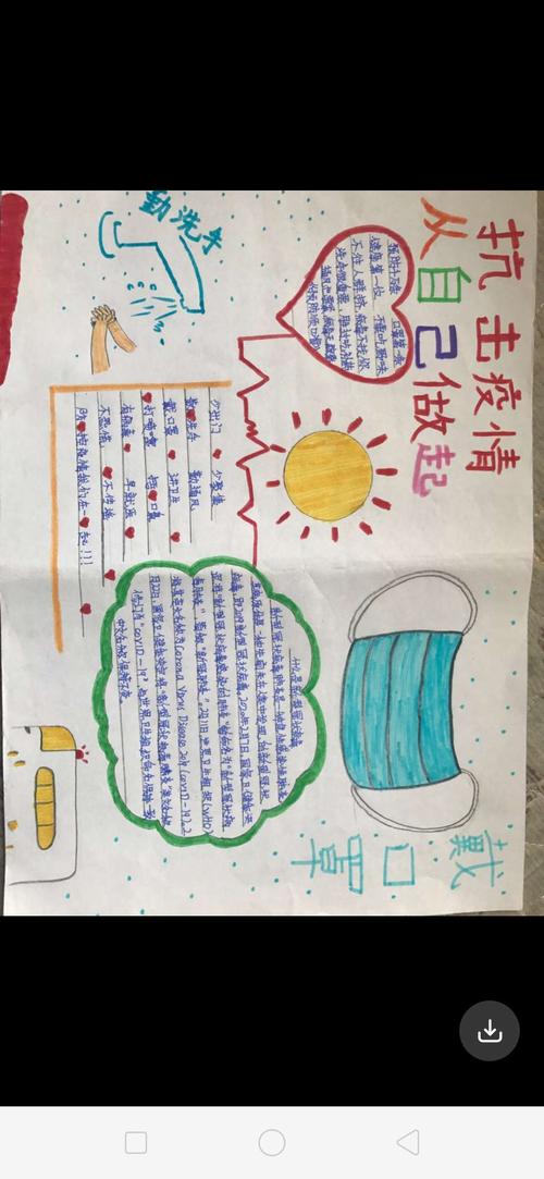 抗击疫情我们在行动------黄庄小学六年级手抄报