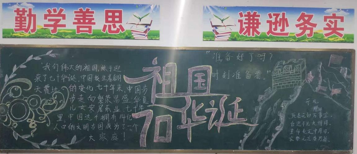 铜川阳光中学初一年级主题黑板报 写美篇  祖国70周年华诞来临之