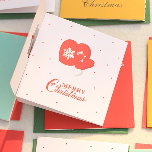 送信封创意三折式圣诞贺卡 可爱镂空贺卡小卡片12张24张包邮