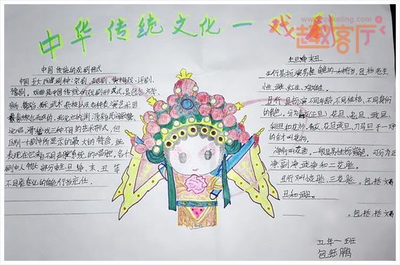 传统文化手抄报展示中华传统文化戏剧.