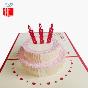 生日蛋糕3d立体贺卡生日小卡片韩国创意公司商务定制logo剪纸贺卡