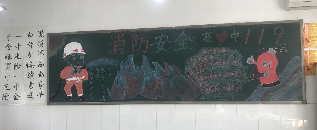 郑州市第107初级中学举行消防安全在我心黑板报评展活动--郑州校园