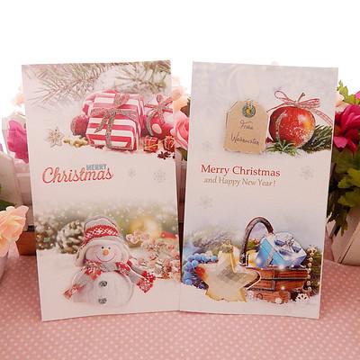 韩国创意 圣诞节祝福贺卡立体祝福卡片圣诞雪景贺卡小卡片