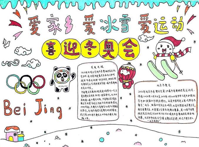 冬奥会主题手抄报模板 图文素材快转发收藏北京中国滑雪